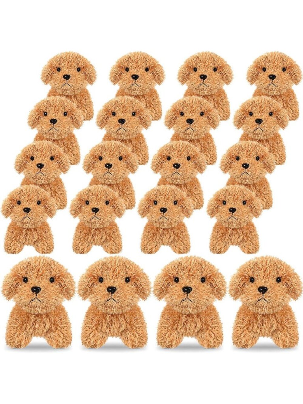 20 Pcs Mini Plush Dog Stuffed Animals Set, Cute Puppy Party Favors, Beige